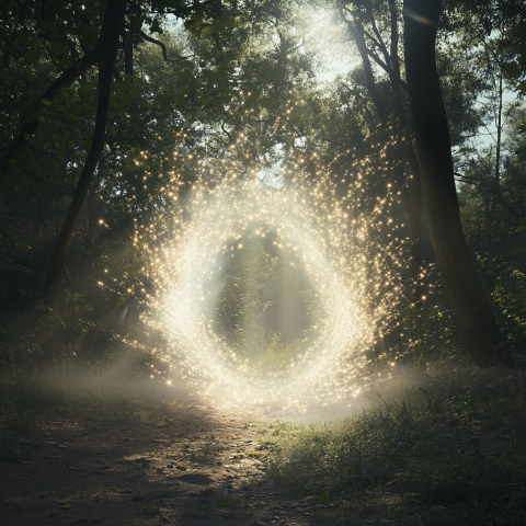 Sparkling Portal in Forest Clearing