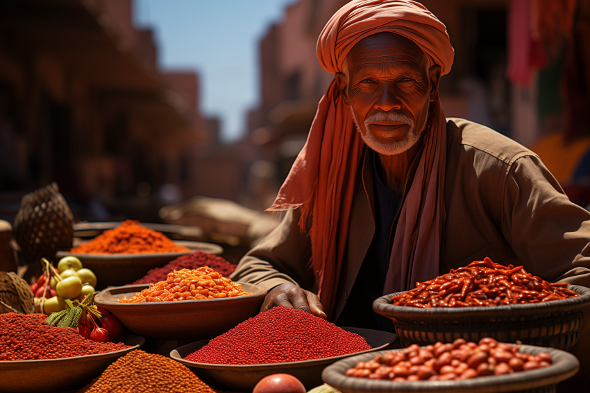 Spice Merchant in Vibrant Market