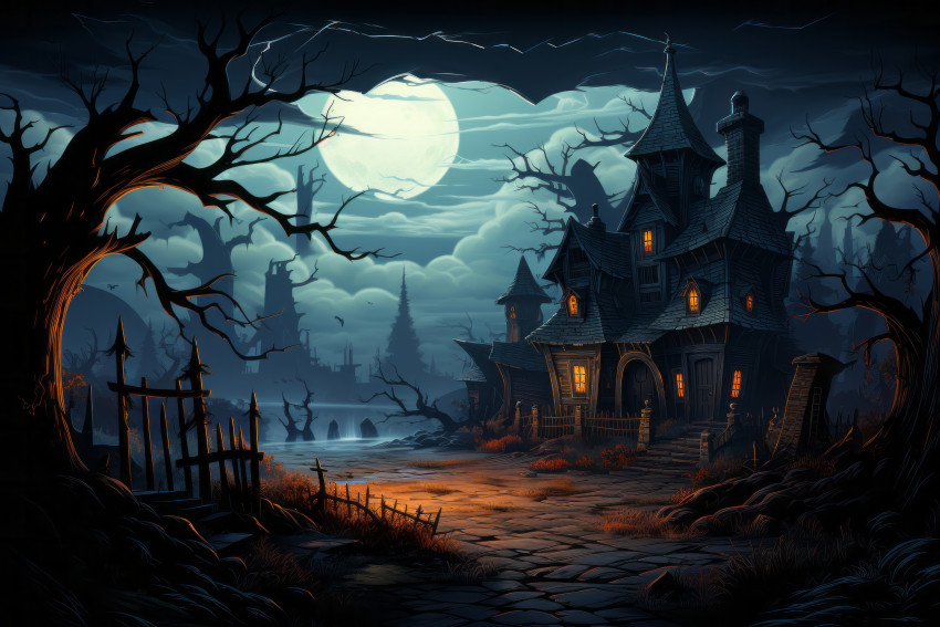 Spooky Haunted House Halloween Wallpaper
