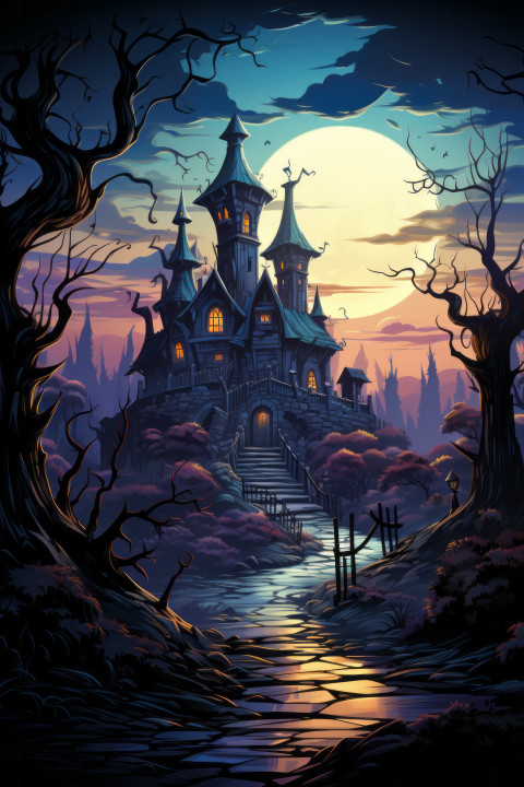 Spooky Haunted House Halloween Wallpaper