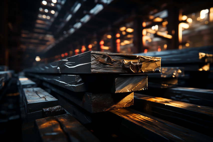 Stacked Steel Ingots in Industrial Setting