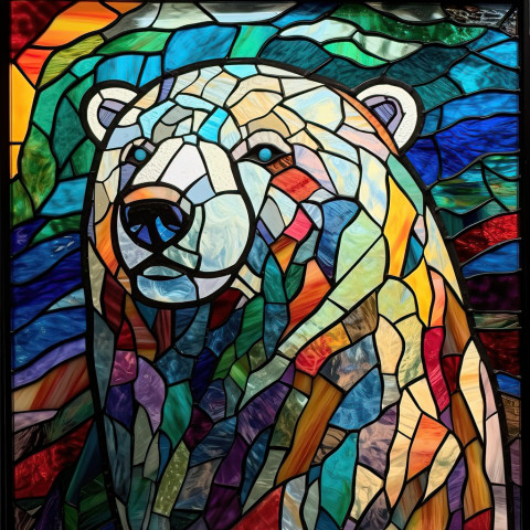 Stained Glass Polar Bear Design