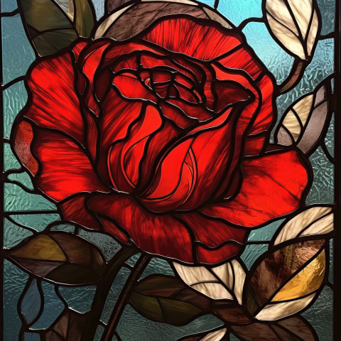 Stained Glass Rose Design Close-Up