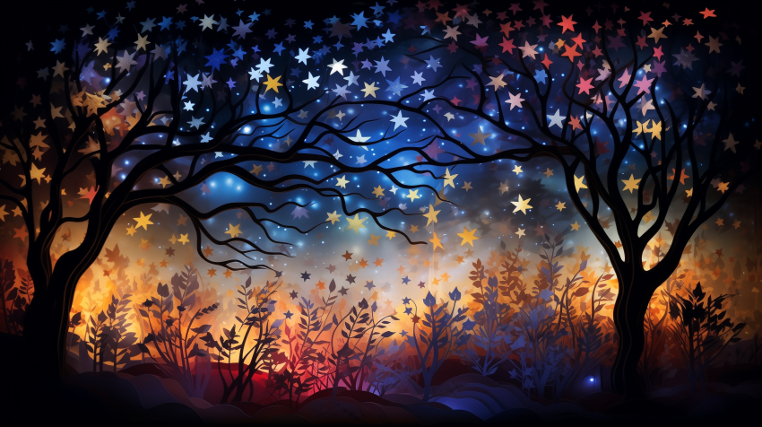 Starry Night in Enchanted Forest