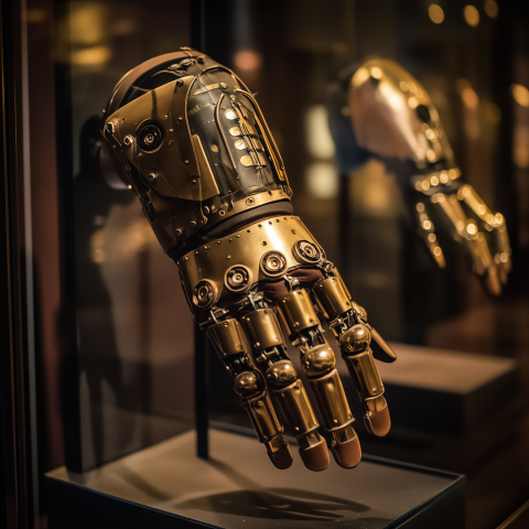 Steampunk-Inspired Mechanical Gauntlet Display
