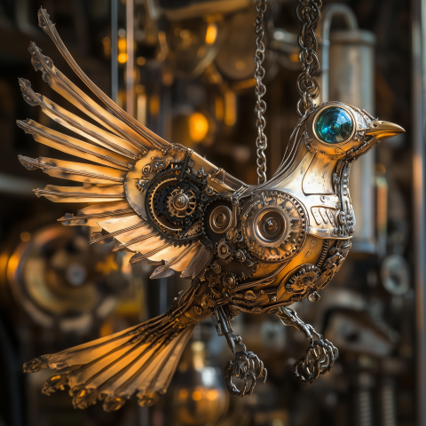 Steampunk Mechanical Bird Sculpture