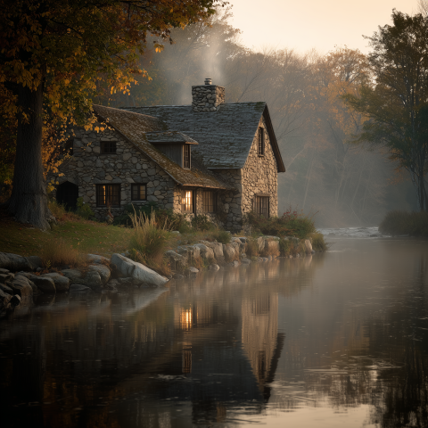 Tranquil Stone Cottage near Misty River