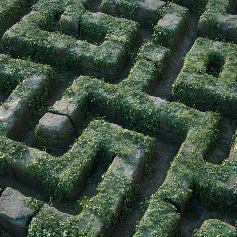 Stone Maze Covered in Lush Greenery