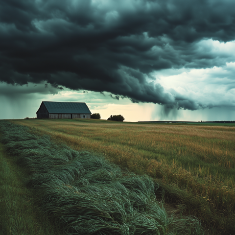 Storm Clouds Over Isolated Farm Field