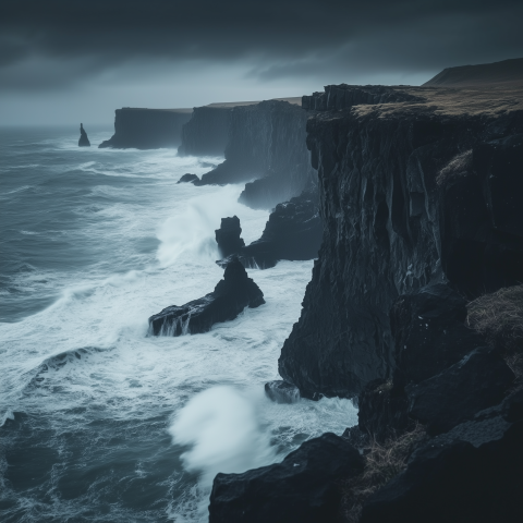 Stormy Sea Cliffs with Crashing Waves