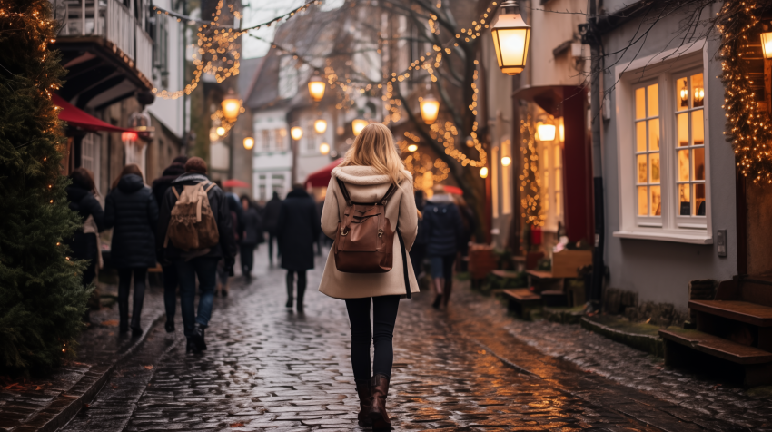 Strolling Through Festive European Street Market