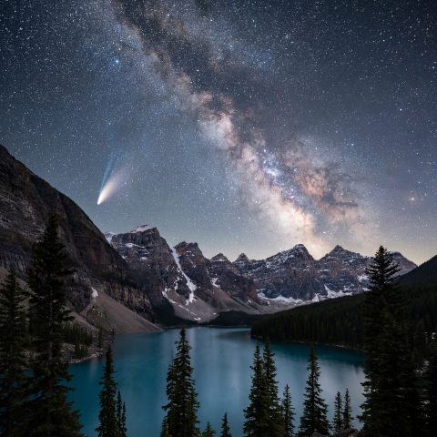 Stunning Milky Way Galaxy Over Mountainous Nightscape