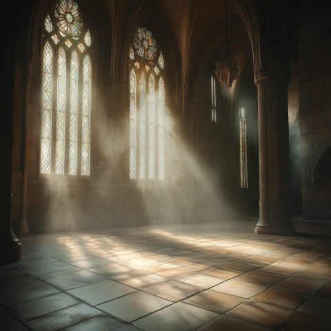 Sun Rays Through Gothic Church Windows