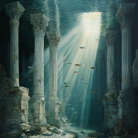 Sunken Ancient Temple with Corinthian Columns