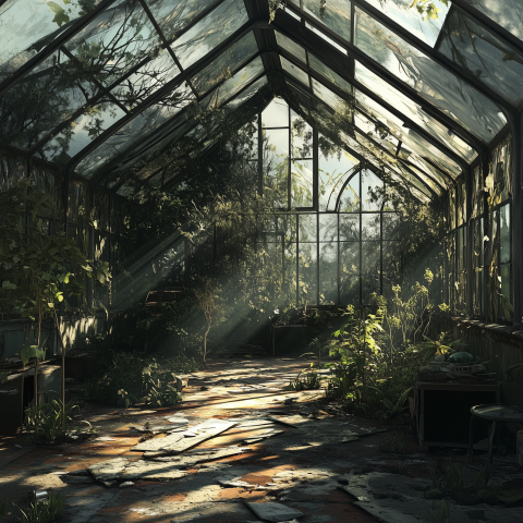 Sunlight Filtering into Abandoned Greenhouse
