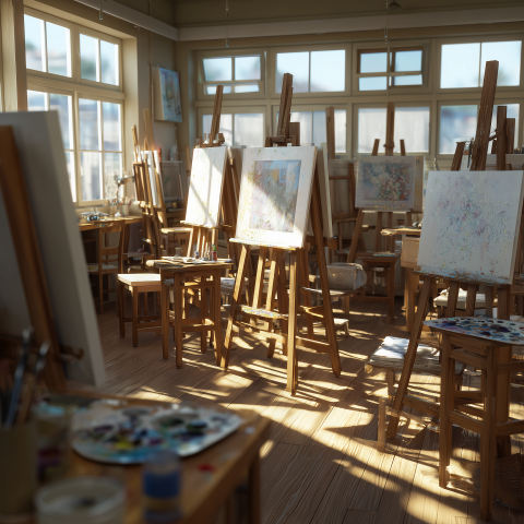 Sunlit Art Studio Painting Class
