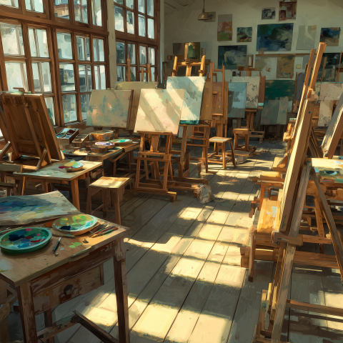Sunlit Art Studio Painting Class