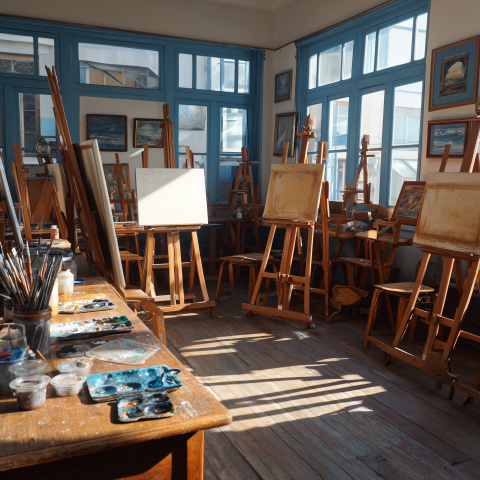 Sunlit Art Studio Painting Class