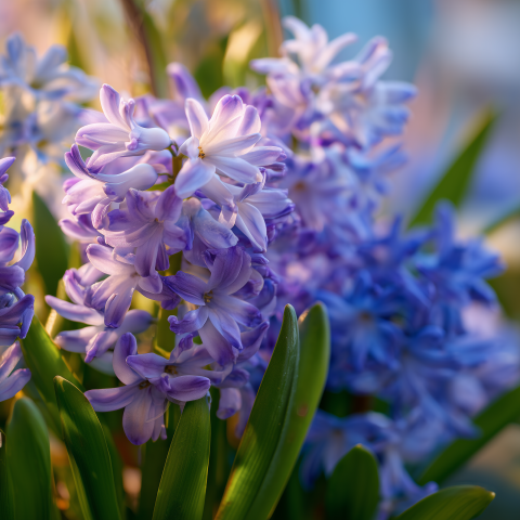 Sunlit Lavender Hyacinths in Bloom