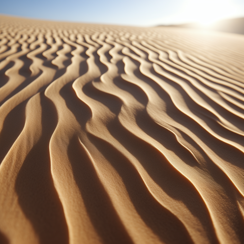 Sunlit Ripples in Desert Sand Dune