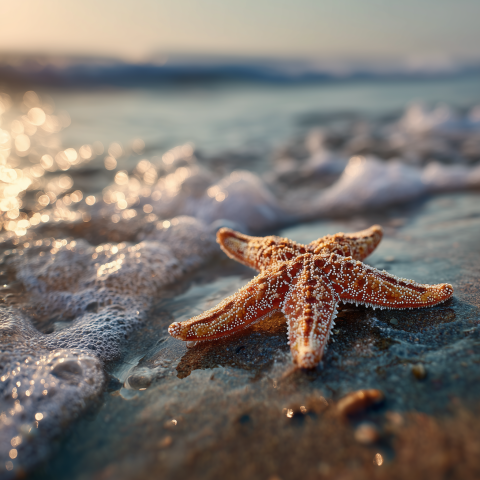 Sunlit Starfish on Gentle Shoreline