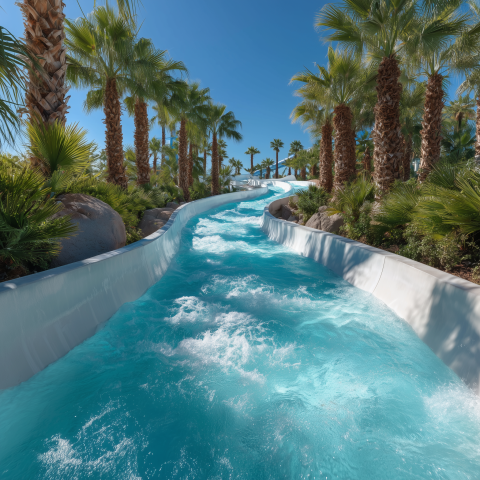 Sunny Tropical Water Park Slides