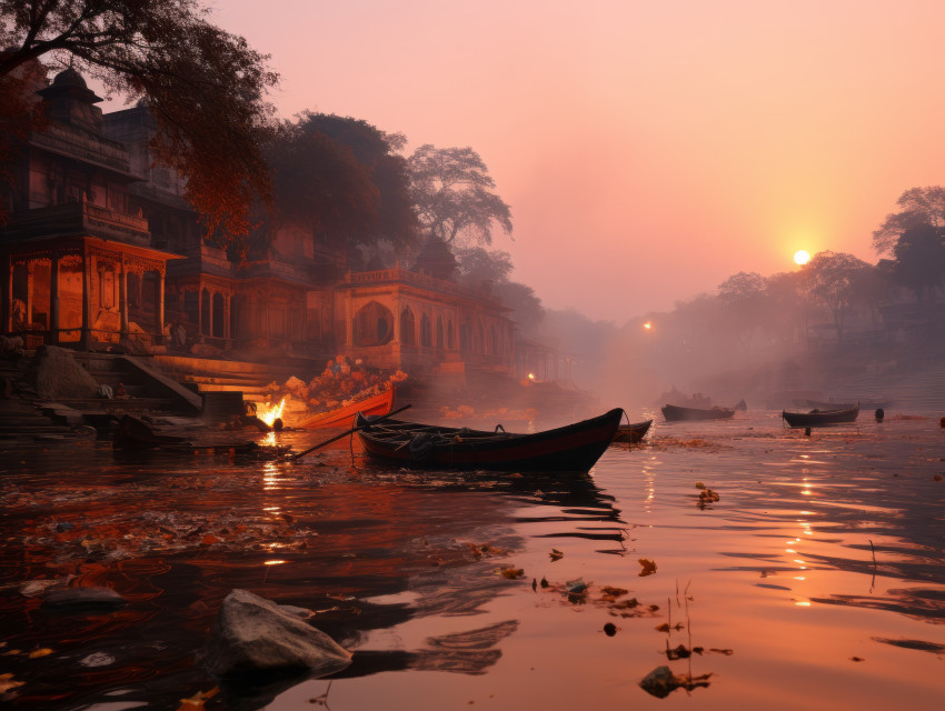 Sunset on the Ganges River, Varanasi, India