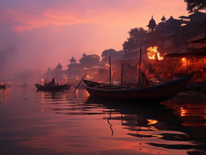 Sunset on the Ganges River, Varanasi, India