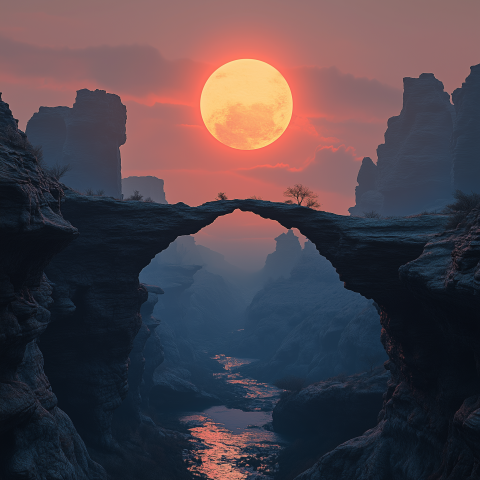 Sunset Over Natural Stone Arch Canyon