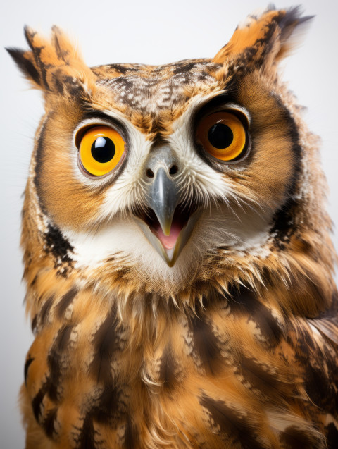 Surprised  great horned owl