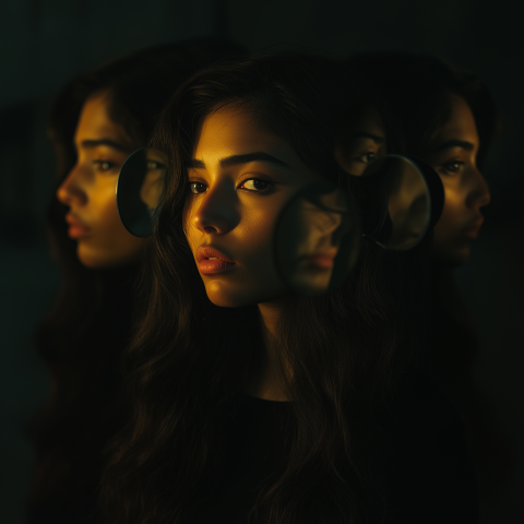 Surreal Portrait with Mirror Reflections