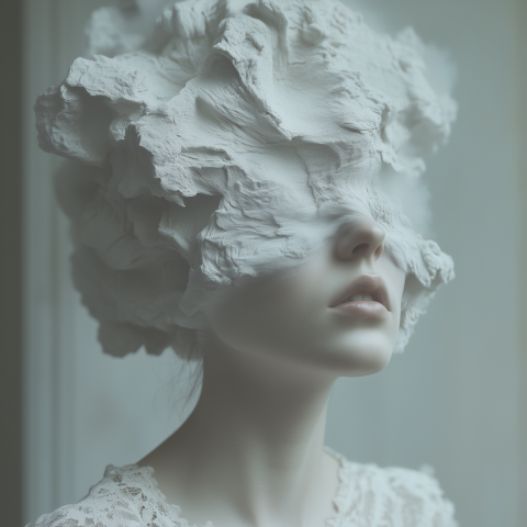 Surreal Woman With Cloud-Like Headpiece