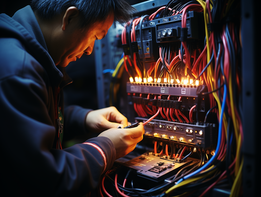 Technician Repairing Electrical Panel