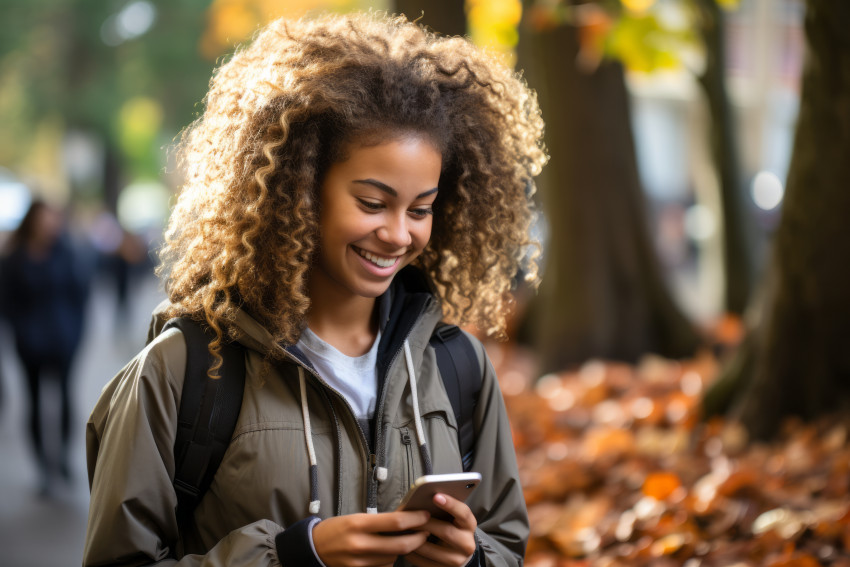 Teenage girl holding a mobile phone