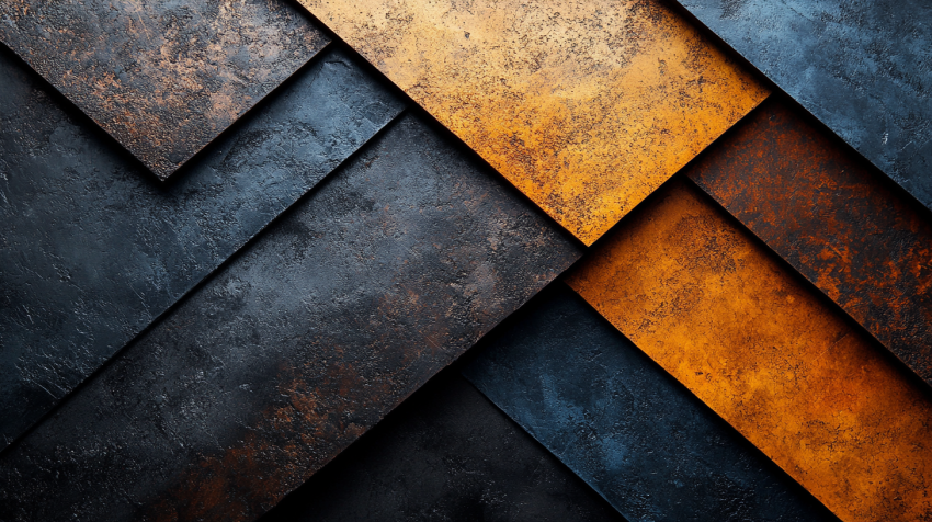 Textured Overlapping Metal Panels in Dark and Gold