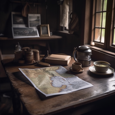 Cozy Travel Setup with Map