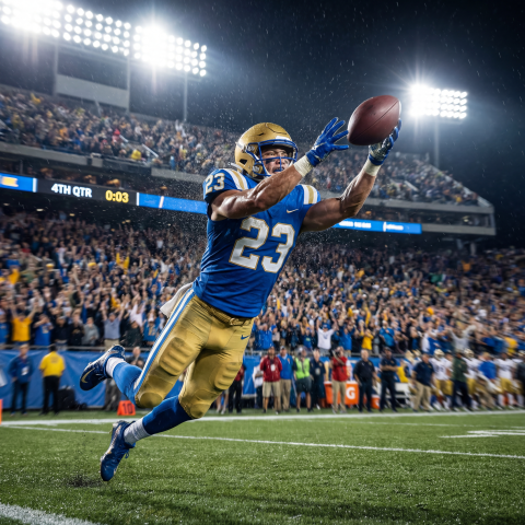 Thrilling Football Game Action Under Stadium Lights