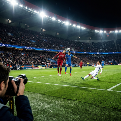 Thrilling Soccer Match Under Stadium Lights in 8K Resolution