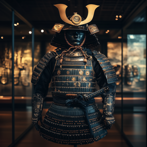 Traditional Samurai Armor on Display in Museum