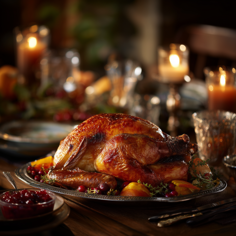 Traditional Thanksgiving Turkey Dinner Table