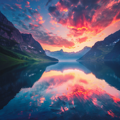 Tranquil Lake and Mountain Reflections
