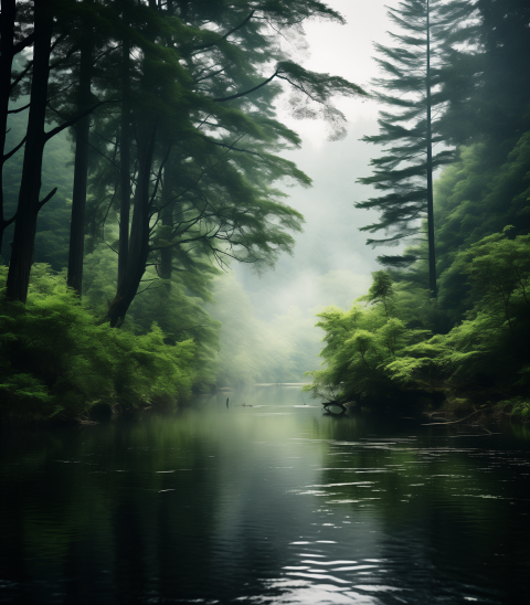 Tranquil Lakeside Mist