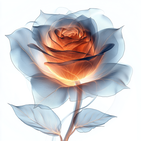 Translucent Glowing Rose in Abstract Art