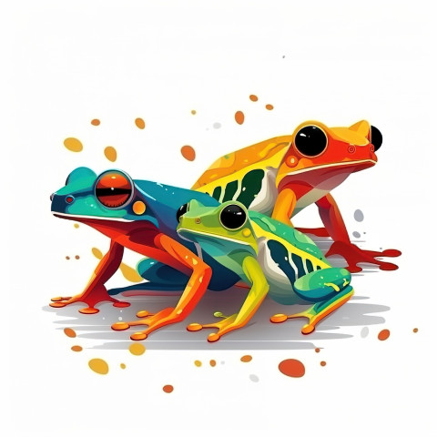 Vibrant Cartoon Poison Frogs
