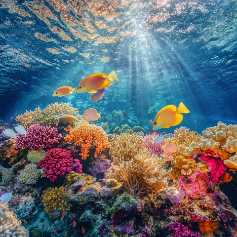 Tropical Coral Reef with Colorful Fish