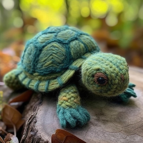 Handmade Turtle Toy Made of Yarn