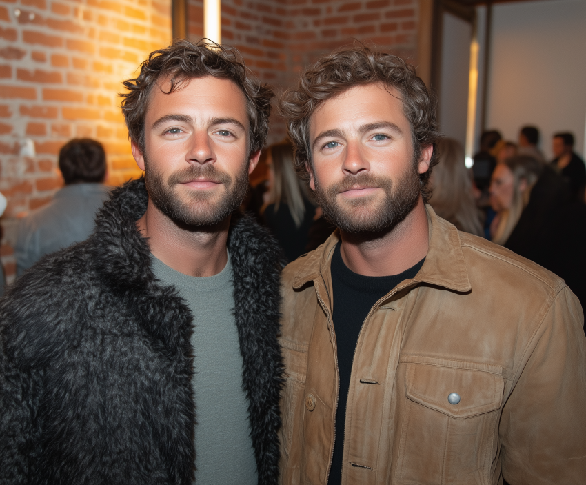 Two Men Smiling at Social Event Indoors