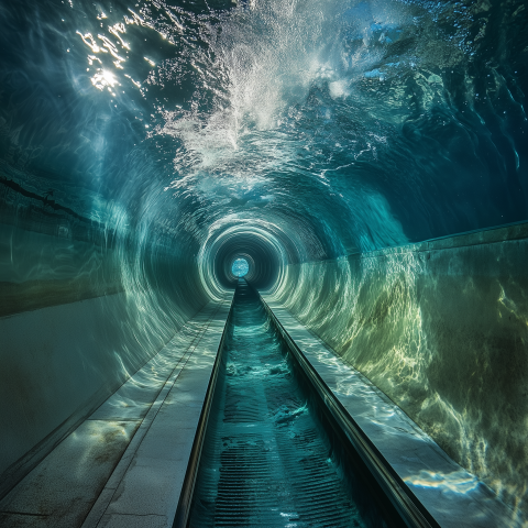 Underwater Tunnel With Light and Ripples