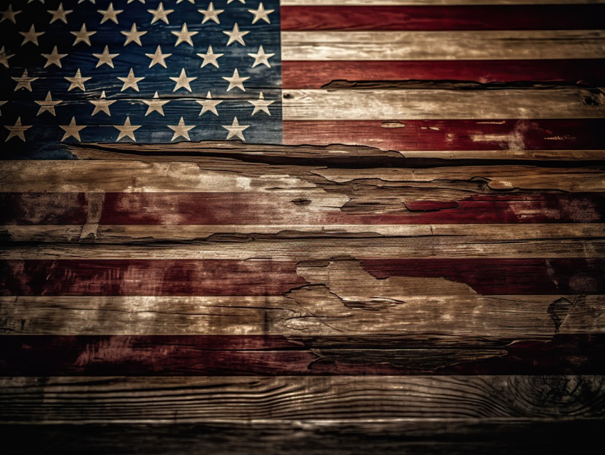 United States flag on wood