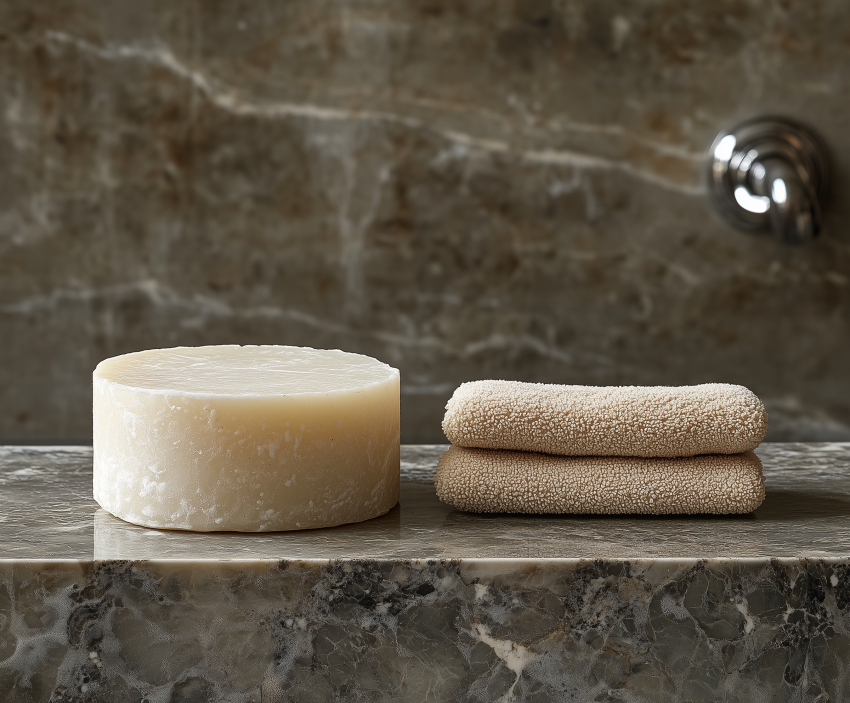 unreal image builder a picture of a round bar of white soap on